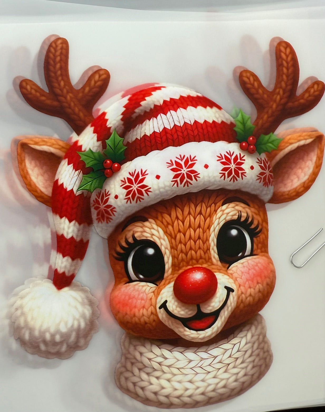 Reindeer with Santa Hat - Kids Print