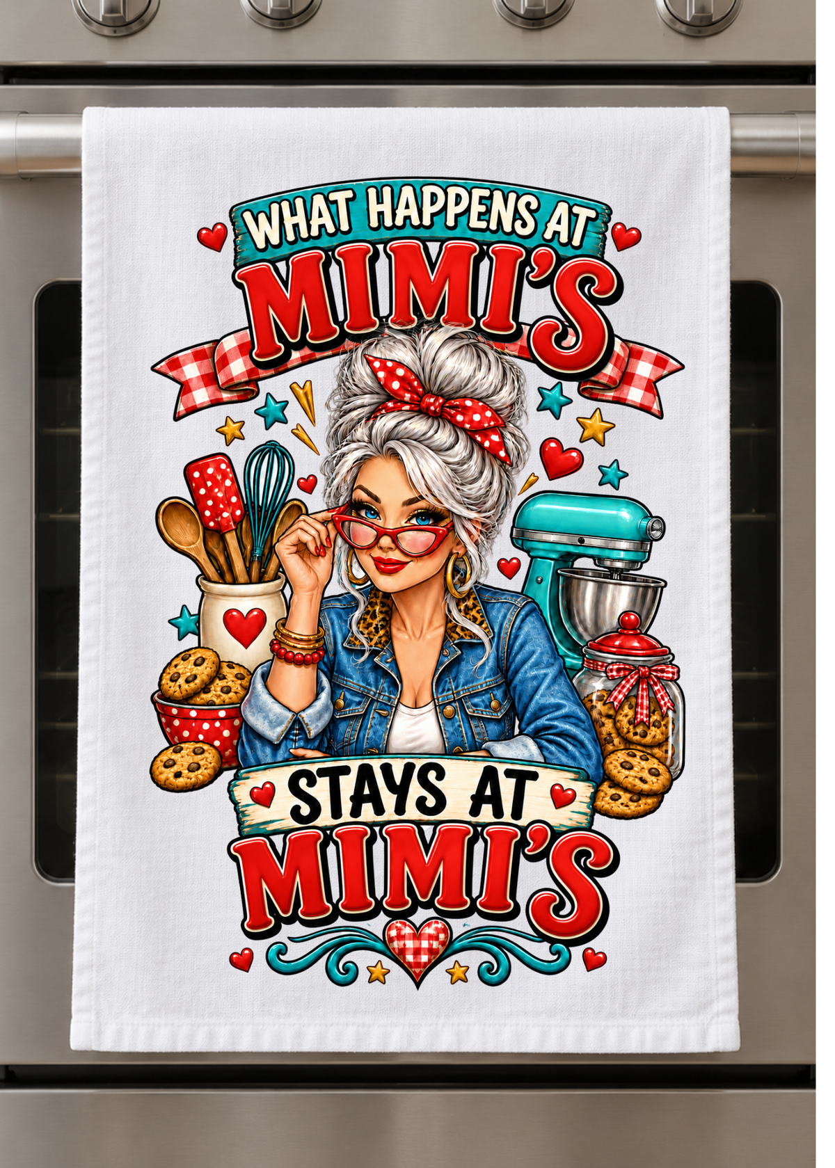 Kitchen Towel - What happens at Mimi's