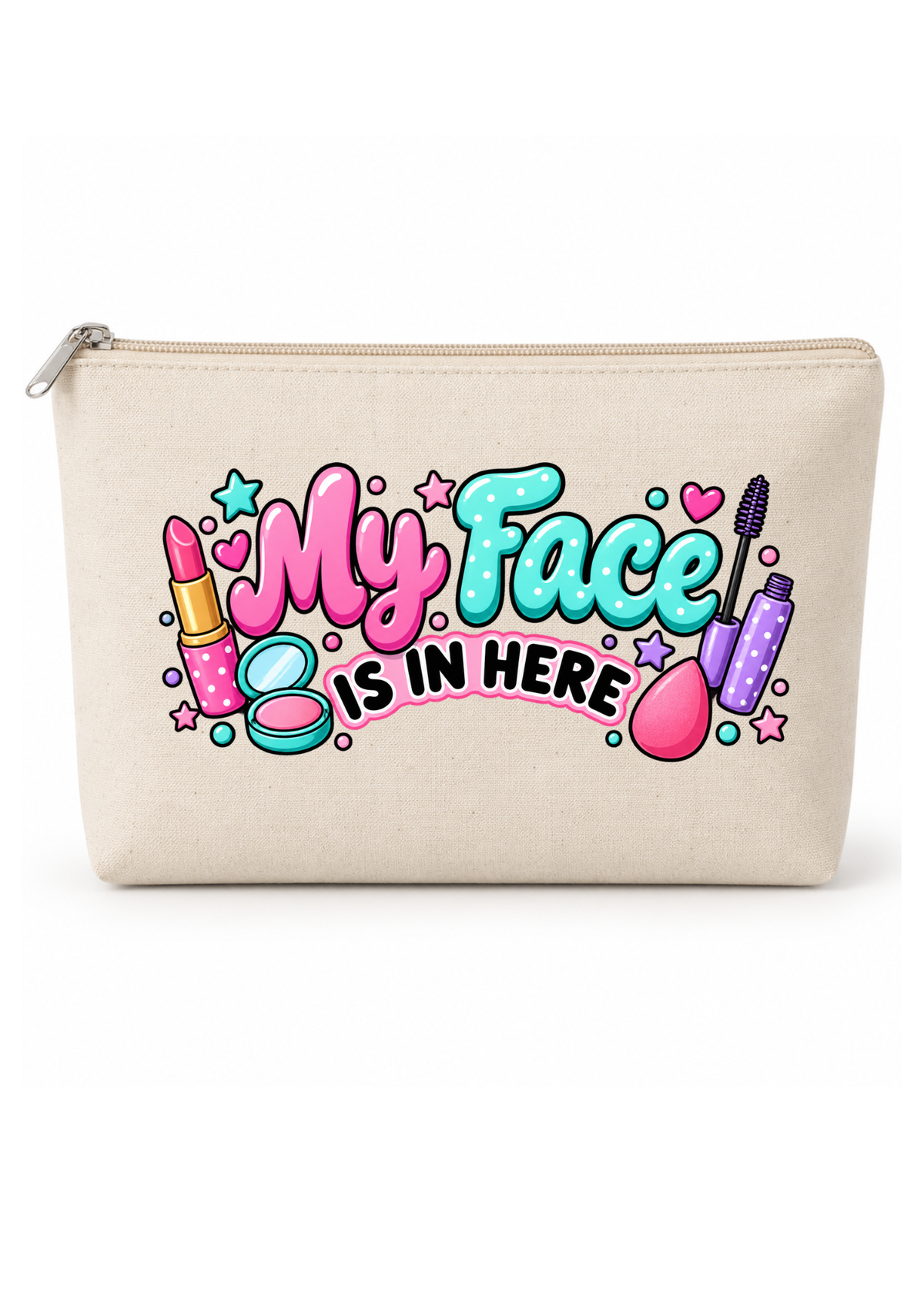 Custom Canvas Zipper Pouches - My Face bag