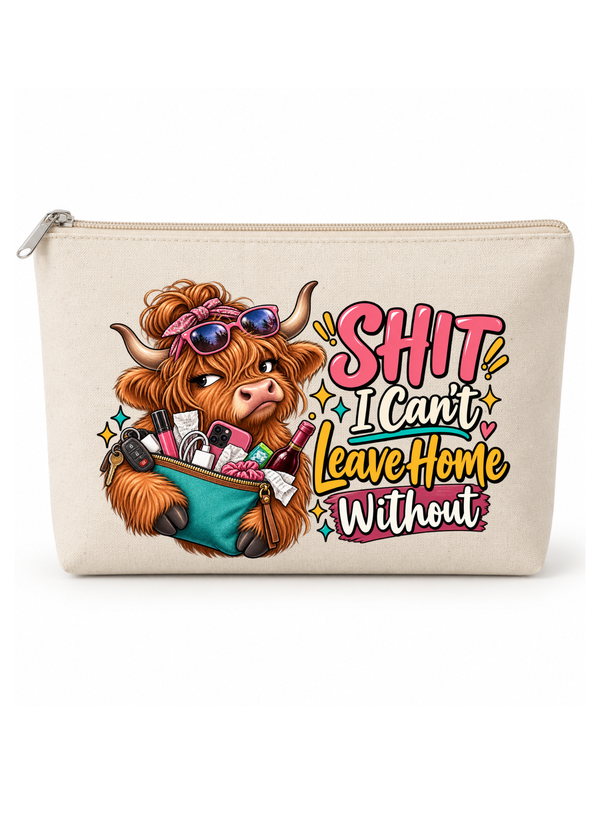 Custom Canvas Zipper Pouches - SH*T i cant leave without