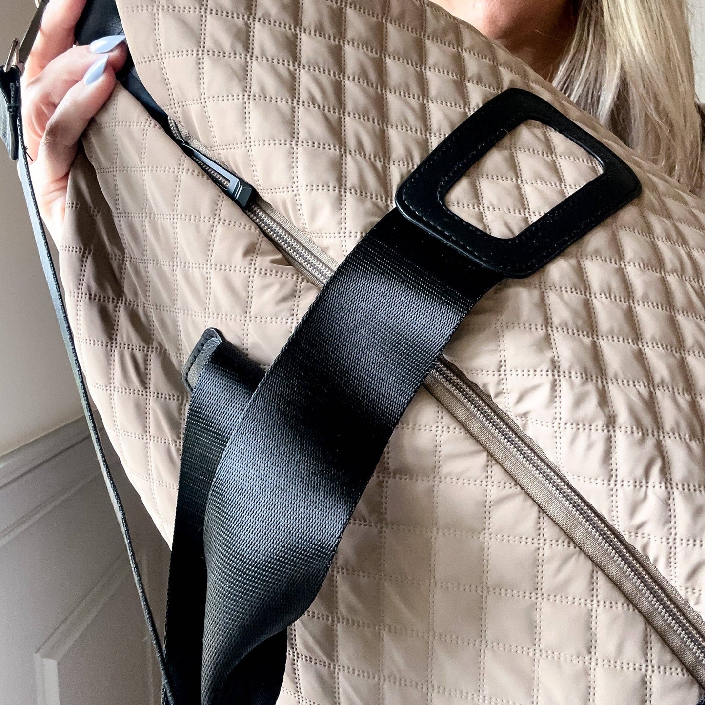 # 76 Quilted Weekender In  Beige