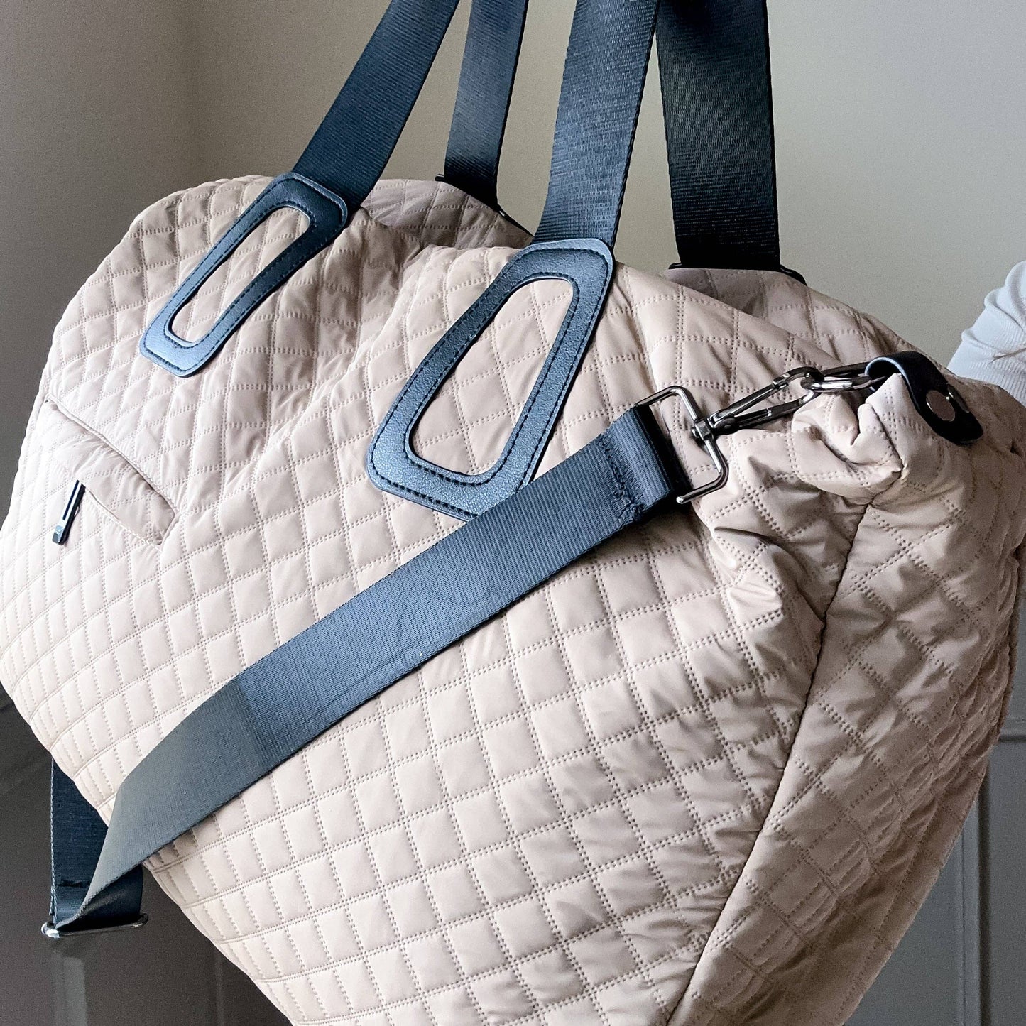 # 76 Quilted Weekender In  Beige