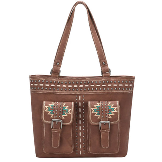#98 Montana West Aztec Collection Concealed Carry Tote - Brown