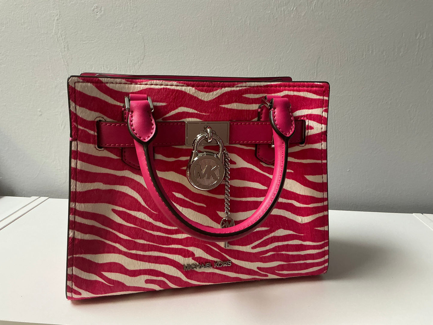 #30 MK Pink Zebra Small Satchel