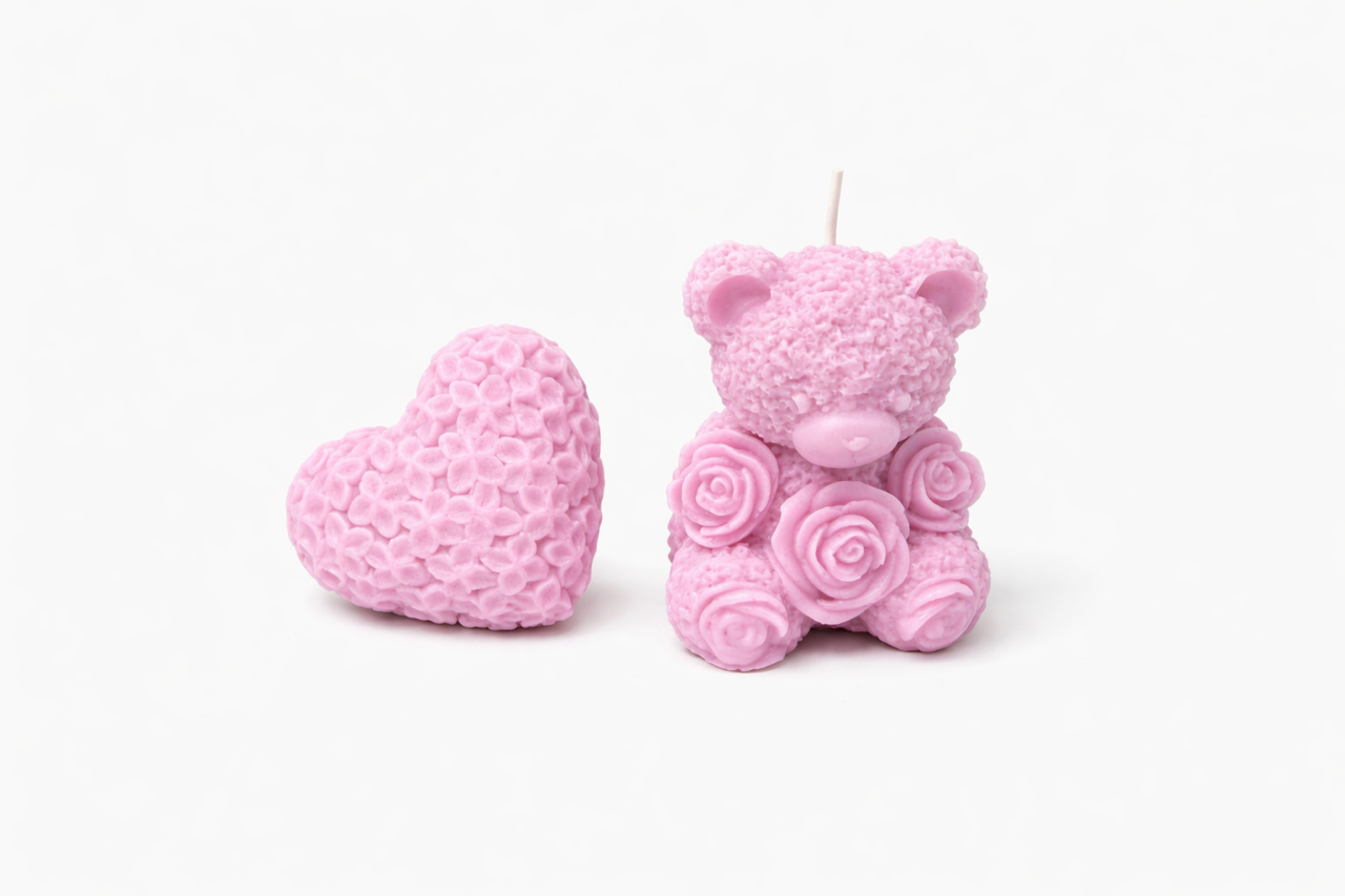 Bear Candle with Heart wax melt (2 pk)