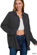 # 153 - DOUBLE GAUZE OVERSIZED RAW EDGE SHIRT