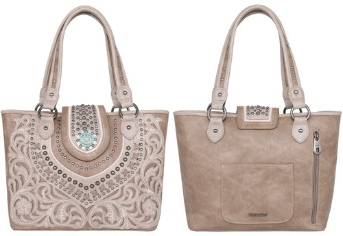 #101 Montana West Concho Collection Concealed Carry Tote - Coffee