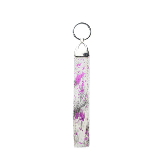 # 114 - Pink & White Cow Hide Key Fob