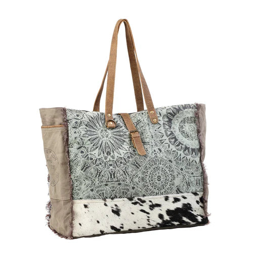 #118 - Green Floral Cow Print  Bag
