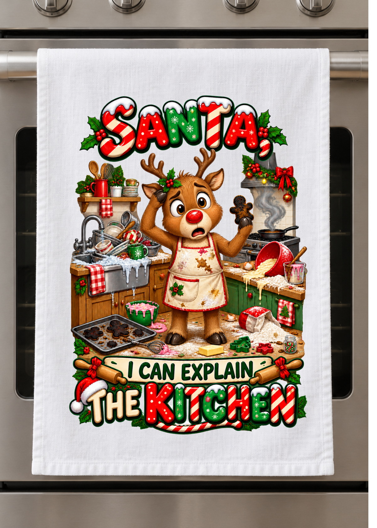 Kitchen Towel  - Christmas - Santa I can explain Design 2