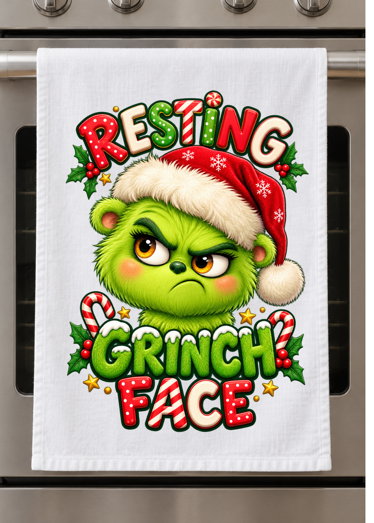 Kitchen Towel  - Christmas - Resting Grinch Face