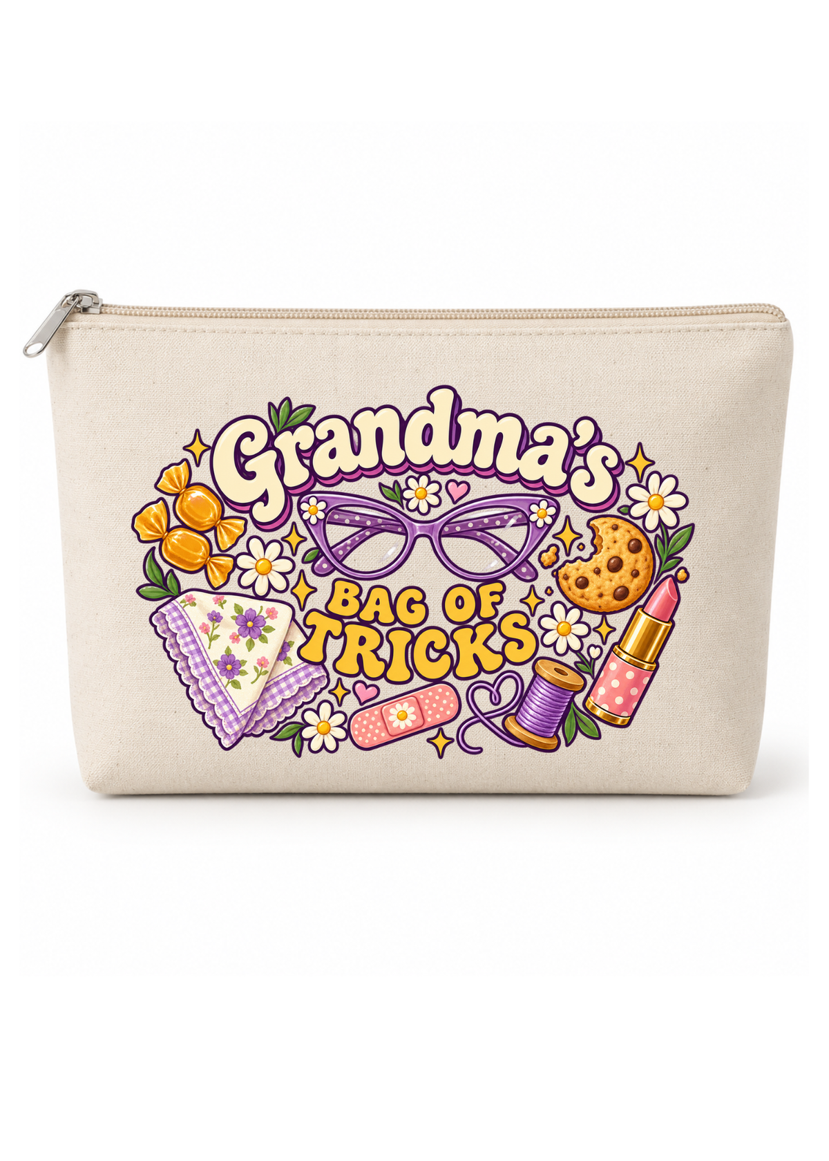 Custom Canvas Zipper Pouches - Grandma bag of tricks