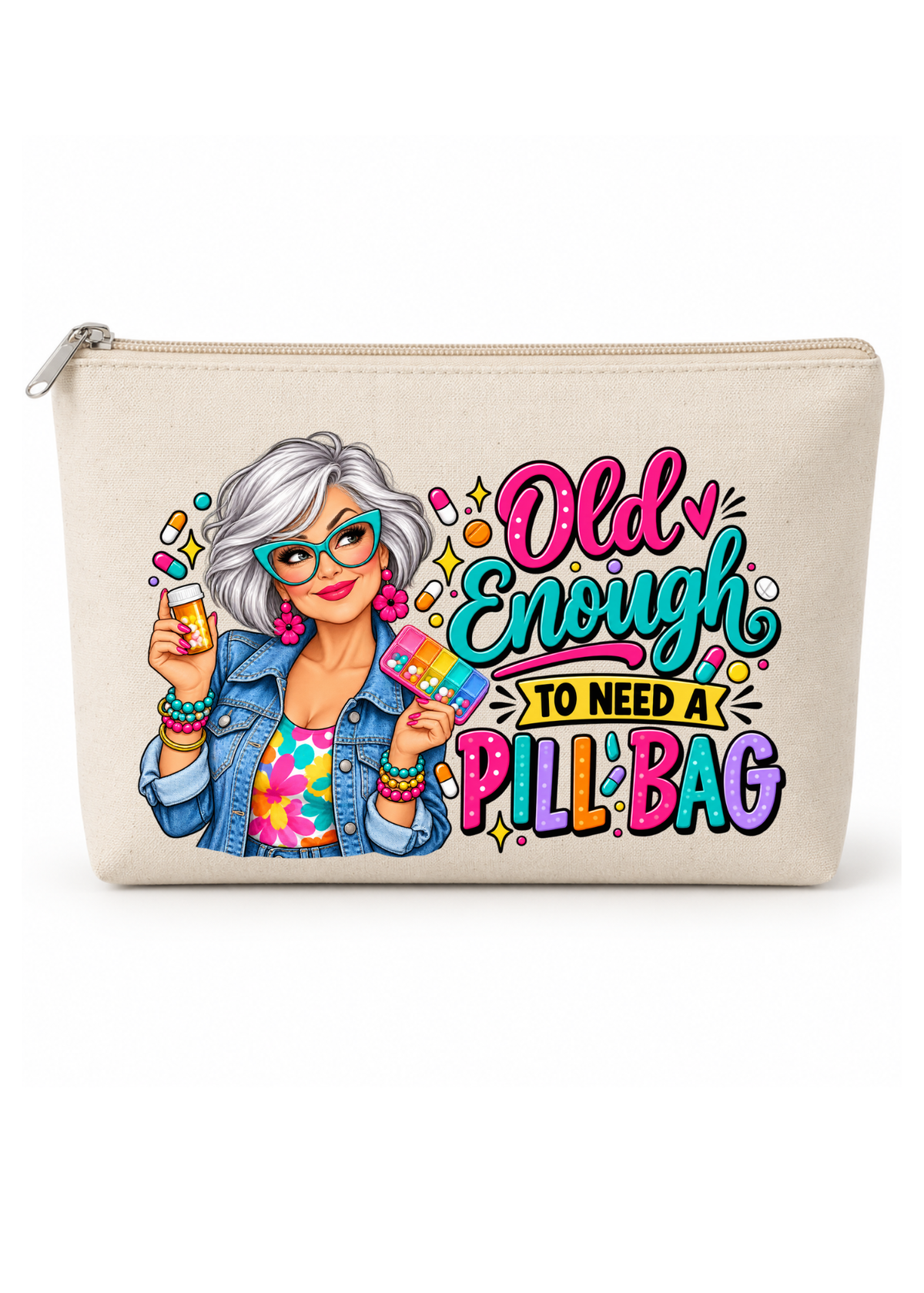 Custom Canvas Zipper Pouches - Old enough for a pill bag