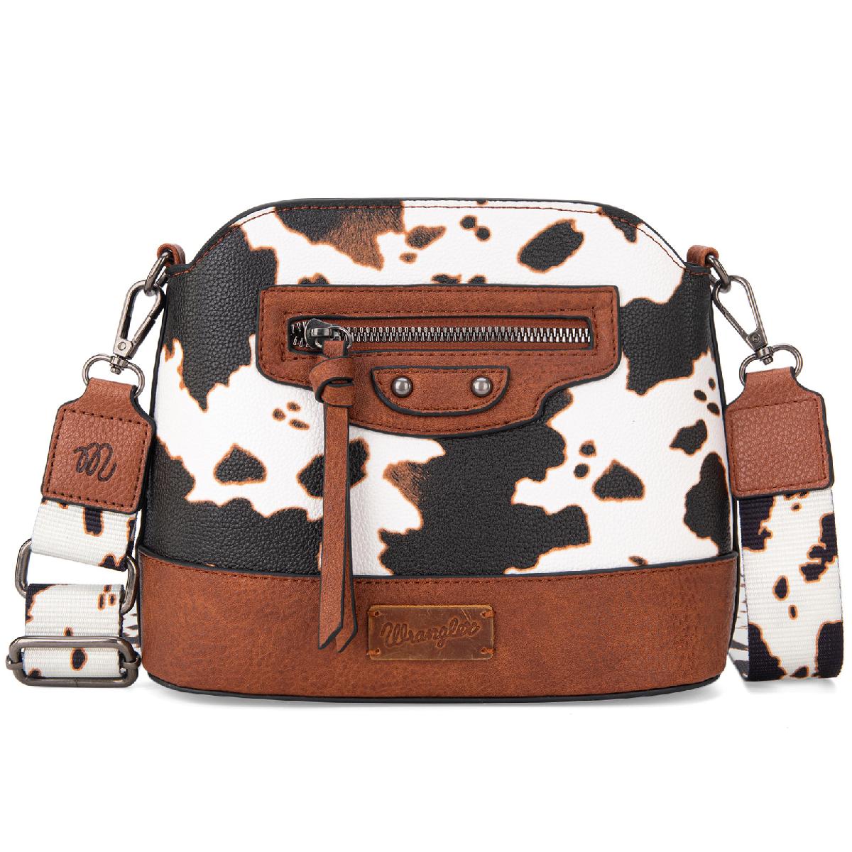 Wrangler Cow Print Crossbody Bag - Brown