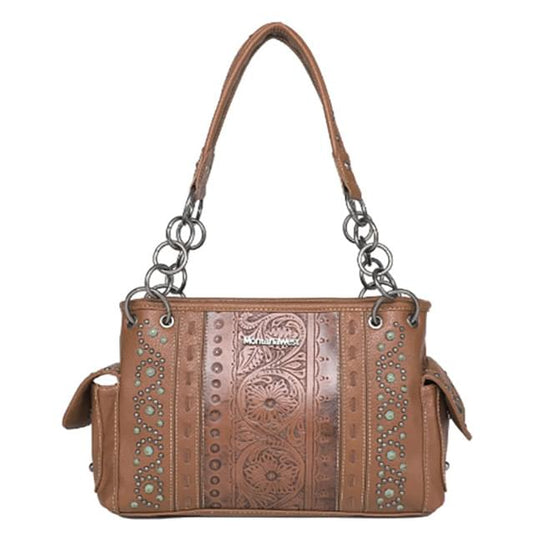 #103 Montana West Embossed Collection Concealed Carry Satchel - Brown